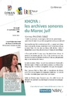 Conférence : les archives sonores du Maroc juif